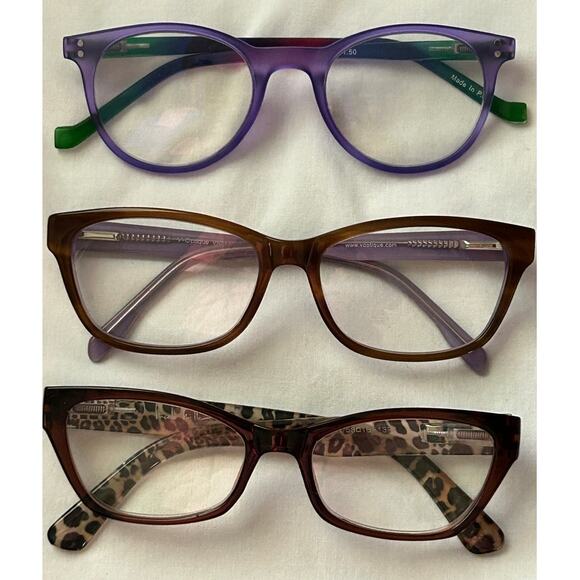 Lot 6 Pair Reading Glasses 1.50-1.75 Nicole Miller-Optique-Bridget-Dolarosey-EUC - Picture 2 of 6